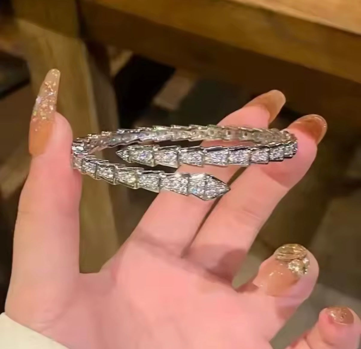 Women’s Snake Bone Zircon bracelet.
