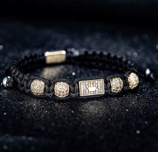 Men’s Adjustable Black Braided Crown Bracelet