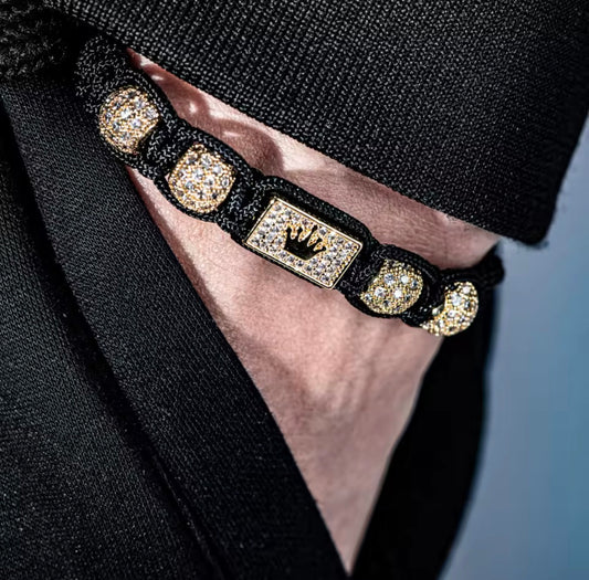 Men’s Adjustable Black Braided Crown Bracelet